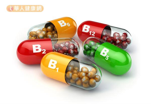 維生素B群共包括維生素B1、B2、菸鹼酸、B6、葉酸、B12、泛酸及生物素等8種水溶性維生素。