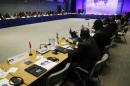 The seat of the representative from Guinea remains empty at the U.S.-Africa Leaders Summit in Washington