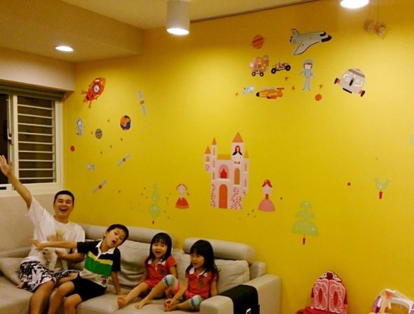 善用壁貼，家裡也能瞬間變身兒童樂園。王軍凱提供
