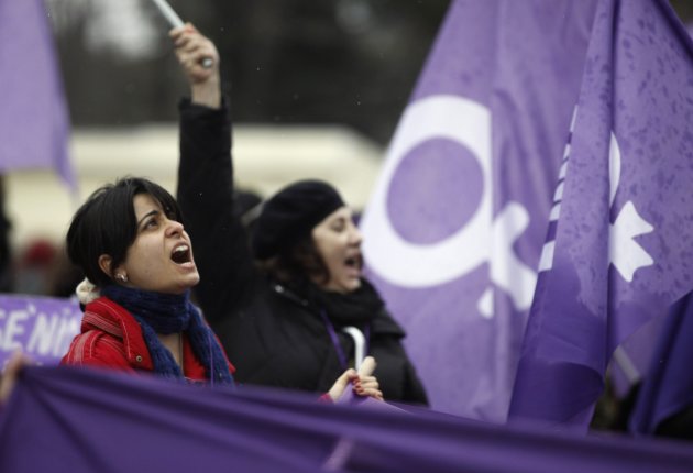 Women protest against the government and violence against women on March 9, 2014. (Reuters)
