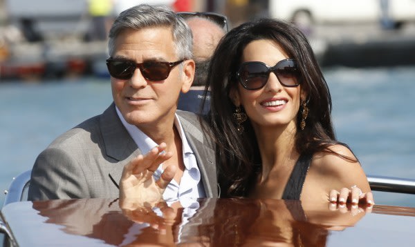 A picture of George Clooney and Amal Alamuddin in Venice ahead of their wedding