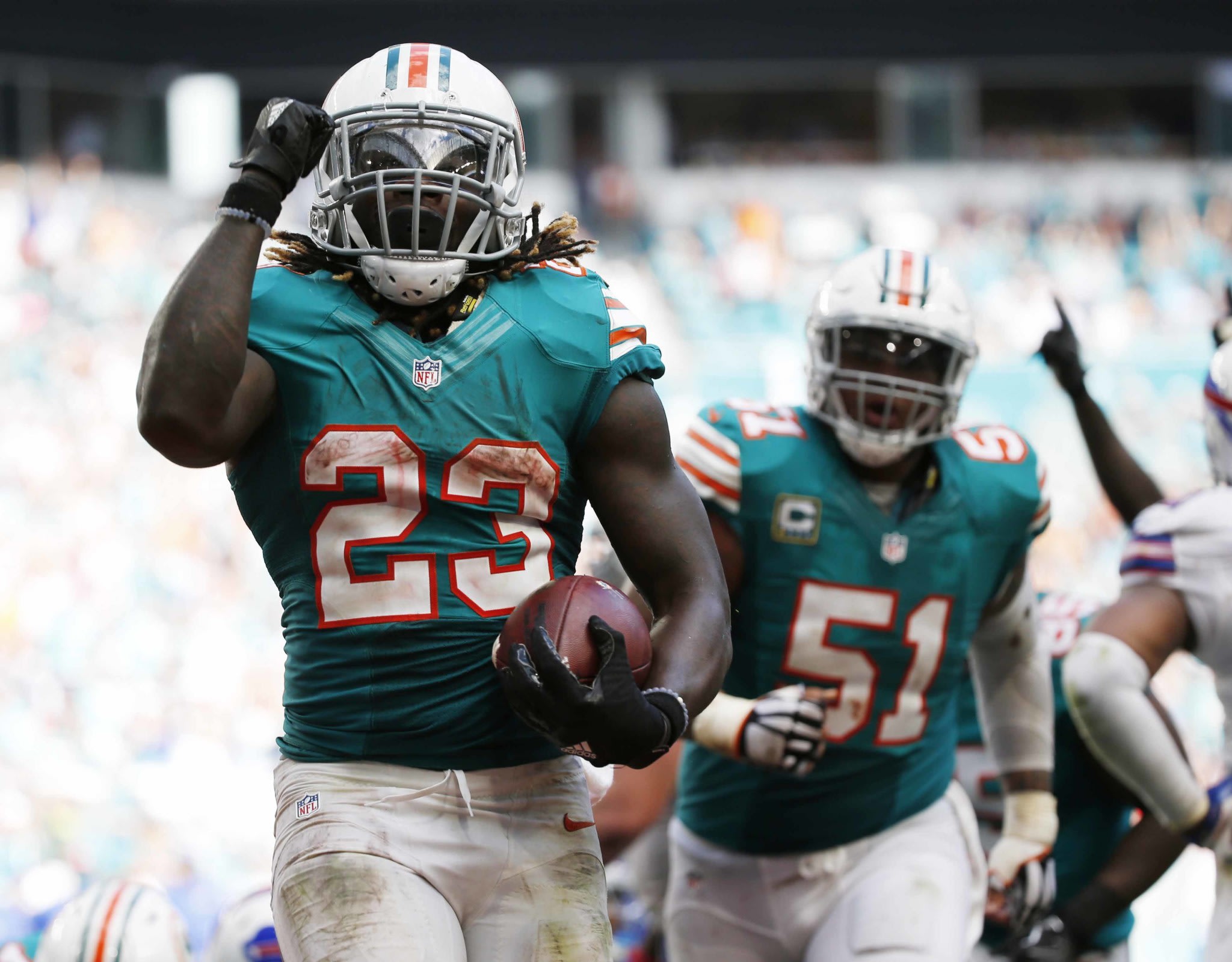 Image result for Miami RB Jay Ajayi becomes just fourth player with back-to-back 200-yard games