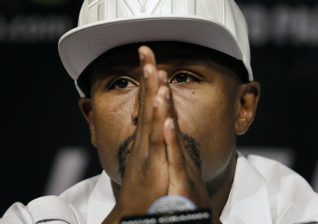 Boxer Floyd Mayweather Jr. attends a news conference Wednesday, Sept. 10, 2014, in Las Vegas. Mayweather Jr. is scheduled to fight Marcos Maidana in a welterweight title fight Saturday in Las Vegas