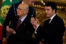 Il presidente della Repubblica Giorgio Napolitano e il presidente del Consiglio Matteo Renzi