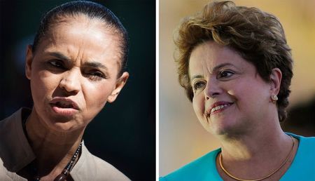 Combinação de fotos de Marina Silva e Dilma Rousseff. REUTERS/Bruno Santos (esquerda) e REUTERS/Ueslei Marcelino (BRAZIL - Tags: POLITICS ELECTIONS)