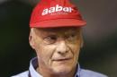 Former Formula One racing driver and three-time F1 World Champion Lauda looks on in the Red Bull garage during the Singapore F1 Grand Prix in Singapore