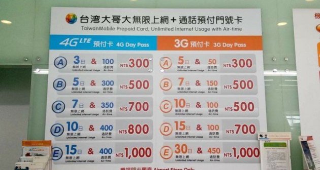 【桃园机场限定】台湾旅行4G 无限上网卡计划