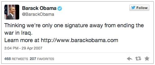 Tweet from Barack Obama