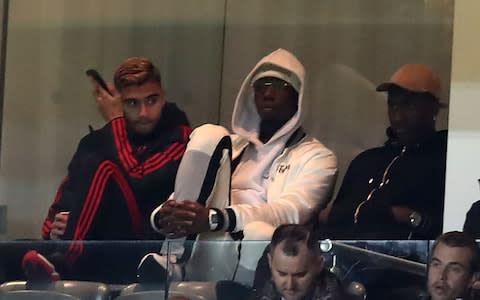 Paul Pogba watches from the stands - Credit: getty images