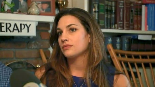 PHOTO: Lauren Miranda, a former math teacher for Bellport Middle School on Long Island, New York, plans to sue the South County Central School District for $3 million if she is not re-hired. (WABC)