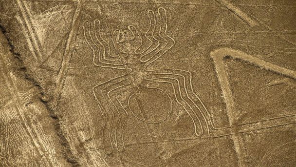 PHOTO: An aerial view of the Spider geoglyph in the Nazca desert in southern Peru is pictured in this Dec. 11, 2014 file photo. (Martin Bernetti/AFP/Getty Images, FILE)