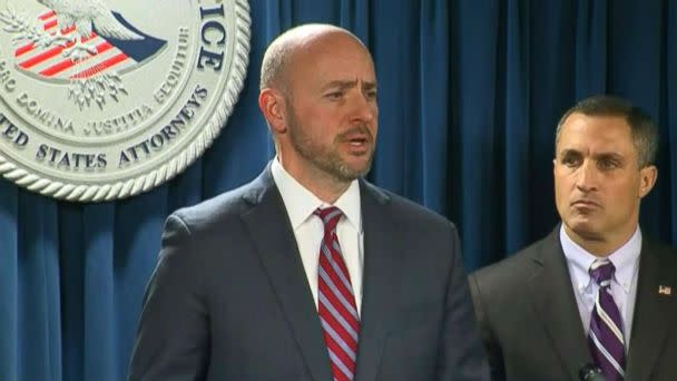 PHOTO:Andrew Lelling, U.S. attorney for the District of Massachusetts, speaks at a press conference on March 12, 2019. (ABC News)