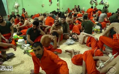 Foreign prisoners in Syria detained by the SDF in Baghuz during the battle for Isil's last stronghold - Credit: CBS
