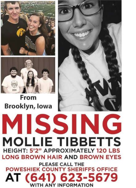 Authorities are searching for Mollie Tibbetts, 20, after she went missing while out for a run in Brooklyn, Iowa, on Wednesday, July 18, 2018. (Poweshiek County Sheriff's Office)