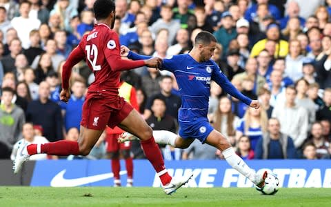 Hazard strikes against Liverpool - Credit: Getty Images