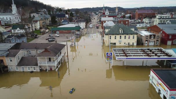 PHOTO: The Ohio River floods downtown Aurora, Ind., Feb. 25, 2018. (Michael McCarter & Carrie Cochran/The Cincinnati Enquirer via USA Today Network)