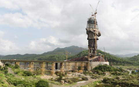 The statue nearing completion in August - Credit: Sam Panthaky/AFP