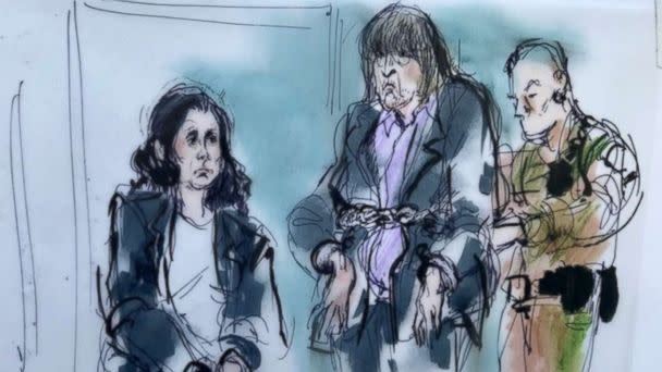 PHOTO: Louise Turpin, 49, and David Turpin, 56, are depicted in a sketch made during their first court appearance in California, Jan. 18, 2018. (Mona Edwards )