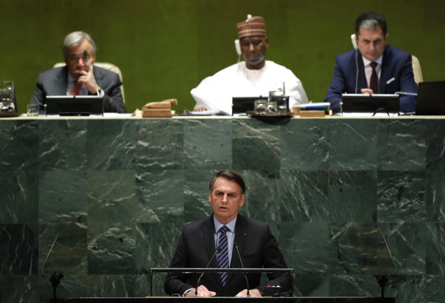 O presidente Jair Bolsonaro durante discurso na Assembleia Geral da ONU (Lucas Jackson/Reuters)
