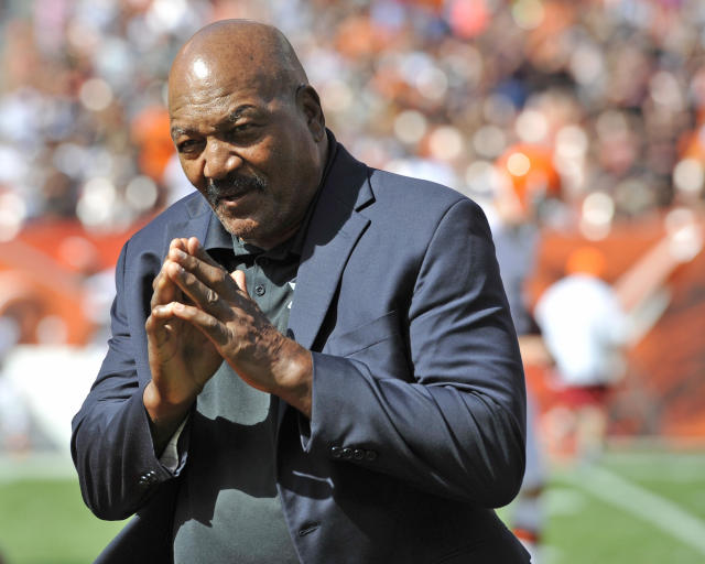 Former running back Jim Brown, shown here in 2014, said he would not kneel for the national anthem. (AP)