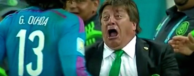 Mexico manager Miguel Herrera's memorable celebration at World Cup. (Vine)